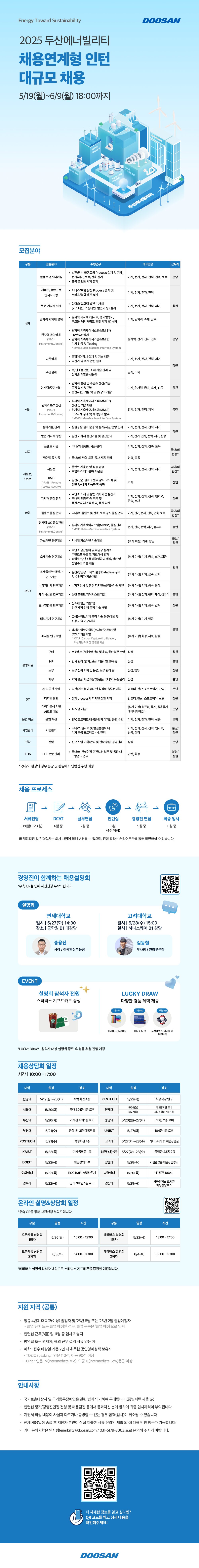 25상 두산에너빌리티 채용연계형 인턴 채용 웹플라이어